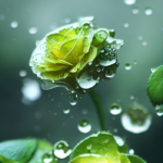 green rose, photo, rain, ai, art, photography,